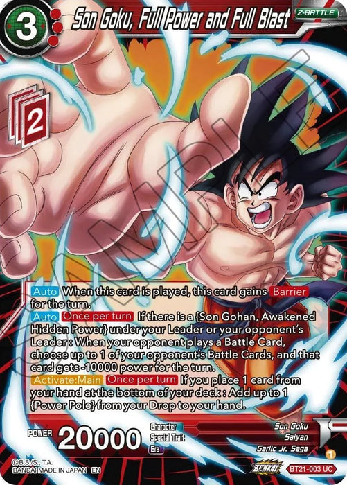 Son Goku, Full Power and Full Blast (BT21-003) [Wild Resurgence] - for just $0.10! 