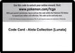 Code Card - Alola Collection (Lunala) (XY - Evolutions) Near Mint - for just $8! 