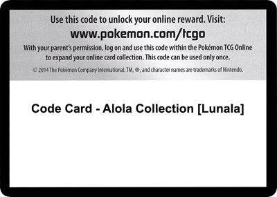 Code Card - Alola Collection (Lunala) (XY - Evolutions) Near Mint - for just $8! 
