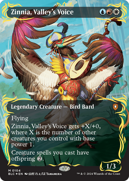 Zinnia, Valley's Voice (Borderless) (Raised Foil) [Bloomburrow Commander] - Just $54.75! Shop now at Retro Gaming of Denver