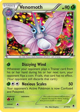Venomoth 002/119 - XY  Phantom Forces Reverse Holofoil - for just $0.24! 