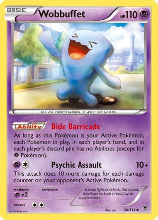 Wobbuffet 036/119 - XY  Phantom Forces Reverse Holofoil - for just $1! 