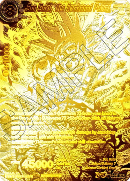 Son Goku, The Awakened Power (2021 World Championship) (Metal Gold Foil) (TB1-097) [Tournament Promotion Cards] - for just $0.10! 