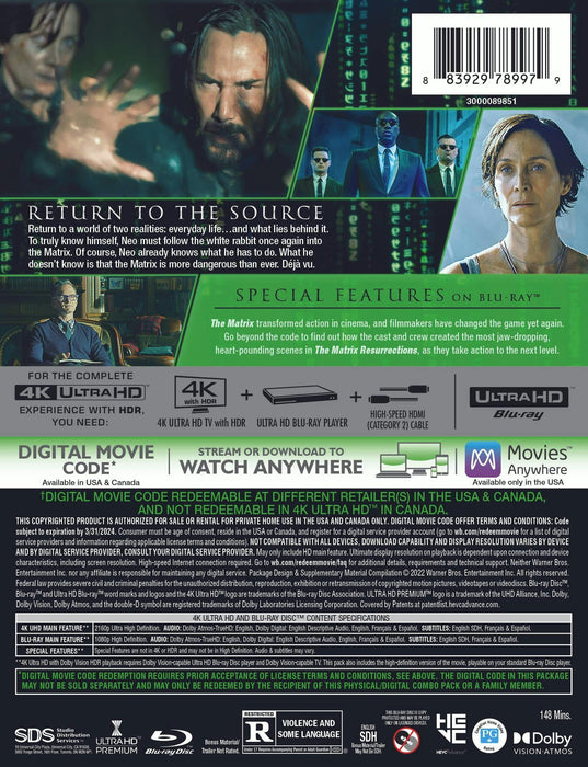 The Matrix Resurrections - Limited Edition Steelbook (4K Ultra HD + Blu-ray + Digital) - for just $29.99! 