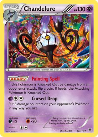 Chandelure 043/119 - XY  Phantom Forces Reverse Holofoil - for just $0.51! 