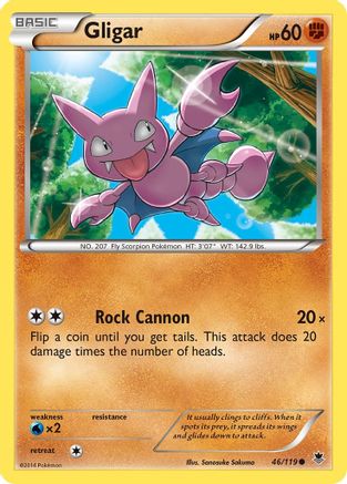 Gligar 046/119 - XY  Phantom Forces Reverse Holofoil - for just $0.10! 