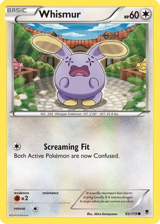 Whismur 083/119 - XY  Phantom Forces Reverse Holofoil - for just $0.20! 
