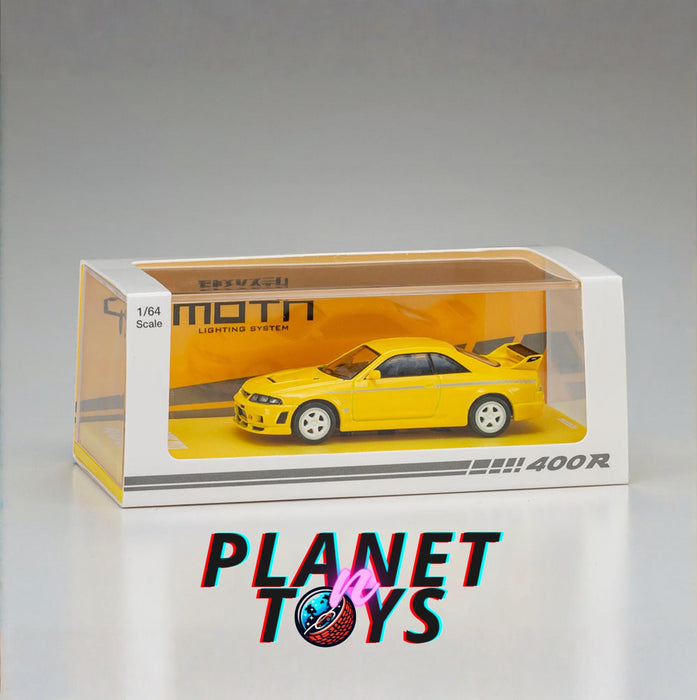 Kyosho 1:64 Nissan Nismo 400 R with MOTN LED Base Compatible – Yellow - for just $16.99! 