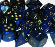 Gemini 3 Polyhedral Blue-Green/gold 7-Die Set - Just $10! Shop now at Retro Gaming of Denver