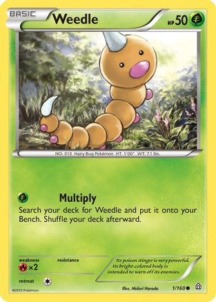 Weedle 001/160 - XY  Primal Clash Reverse Holofoil - for just $0.19! 