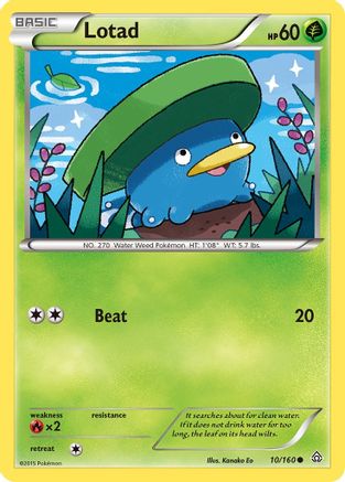 Lotad 010/160 - XY  Primal Clash Reverse Holofoil - for just $0.35! 