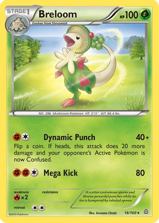Breloom 016/160 - XY  Primal Clash Reverse Holofoil - for just $0.28! 