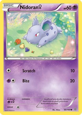 Nidoran (F) 066/160 - XY  Primal Clash Reverse Holofoil - for just $0.23! 
