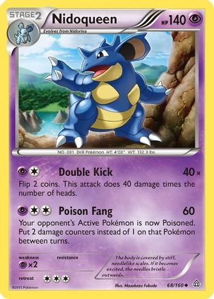 Nidoqueen 068/160 - XY  Primal Clash Reverse Holofoil - for just $0.40! 