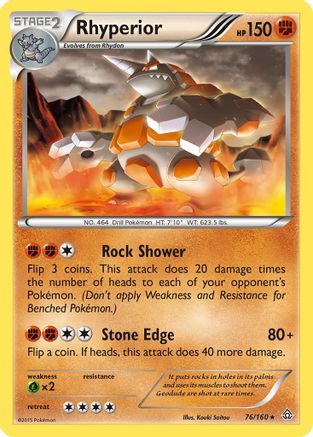 Rhyperior 076/160 - XY  Primal Clash Reverse Holofoil - for just $0.37! 