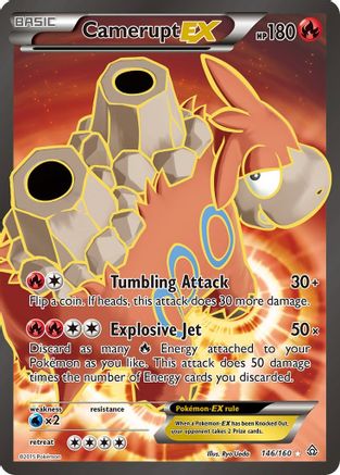 Camerupt EX (Full Art) 146/160 - XY  Primal Clash Holofoil - for just $6.16! 