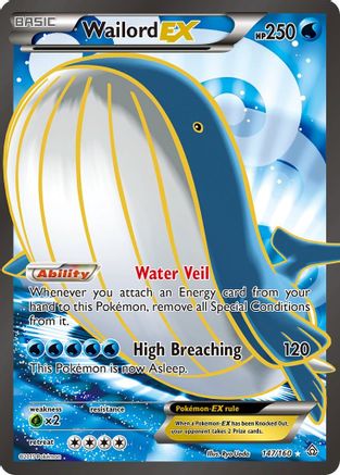 Wailord EX (Full Art) 147/160 - XY  Primal Clash Holofoil - for just $12.22! 