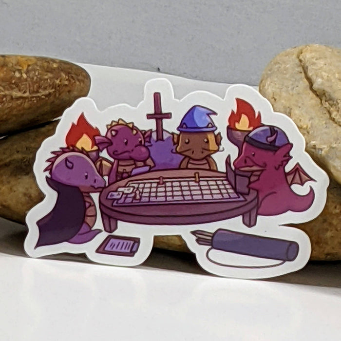 Dragons Playing Tabletop RPG - Dark - Sticker 2.5" - for just $3.50! 