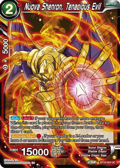 Nuova Shenron, Tenacious Evil (BT18-024) [Dawn of the Z-Legends] - for just $0.10! 