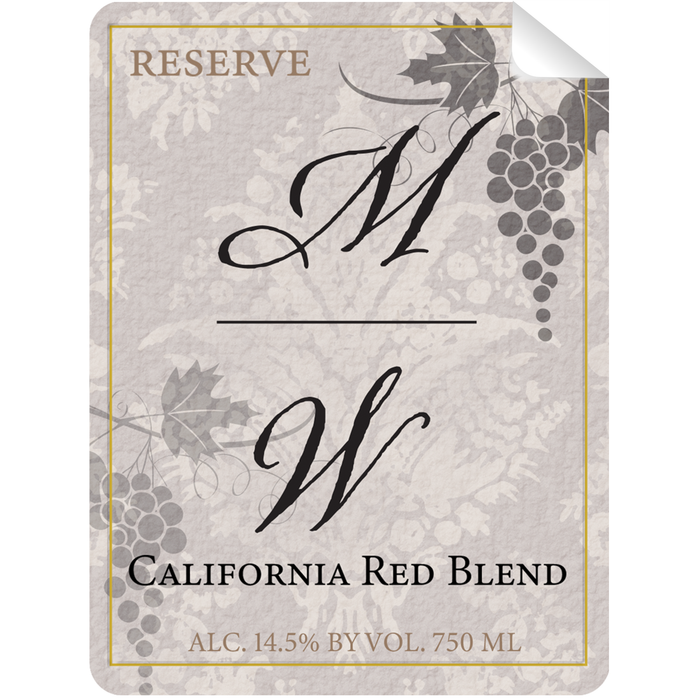 MW Rose Blend Wine Bottle Self Prop Adhesive Label - for just $3! 