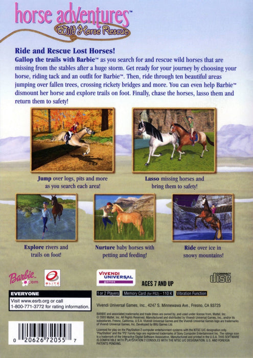 Barbie Horse Adventures: Wild Horse Rescue – PlayStation 2 (PS2) - for just $22.99! 