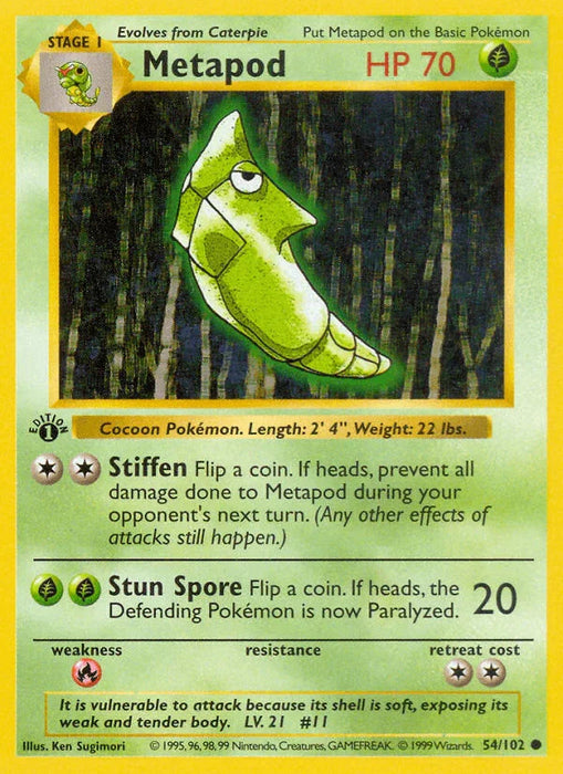 Metapod (54/102) (Shadowless) [Base Set 1st Edition] - for just $5.20! 