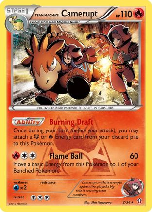 Team Magma's Camerupt 002/34 - Double Crisis Reverse Holofoil - for just $1.30! 