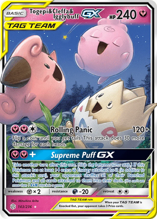 Togepi & Cleffa & Igglybuff GX (143/236) [Sun & Moon: Cosmic Eclipse] - for just $26.20! 