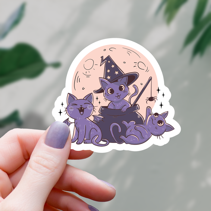 Purple Witchy Cats Sticker - 3" - for just $3.50! 