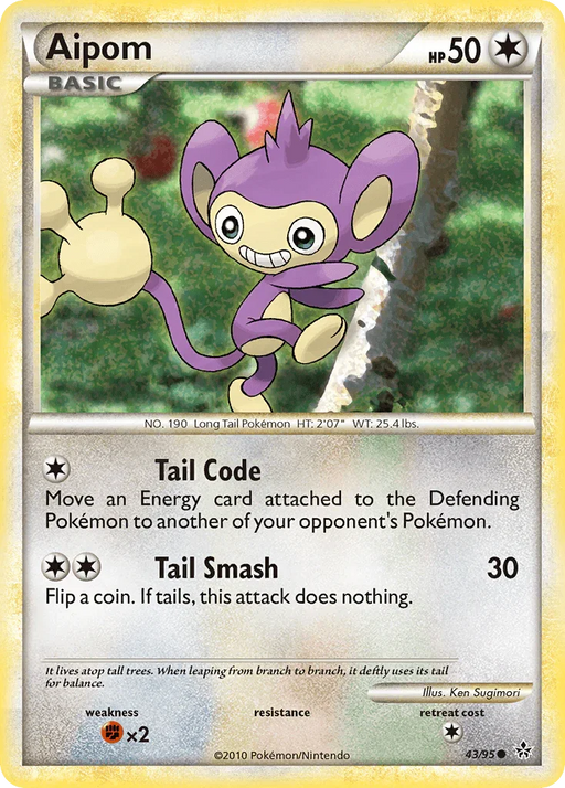 Aipom (43/95) [HeartGold & SoulSilver: Unleashed] - for just $0.15! 