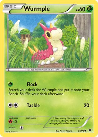 Wurmple 003/108 - XY  Roaring Skies Reverse Holofoil - for just $0.10! 