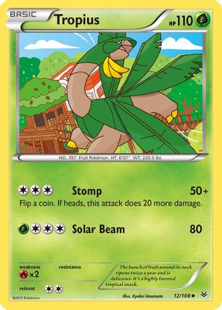 Tropius 012/108 - XY  Roaring Skies Reverse Holofoil - for just $0.10! 