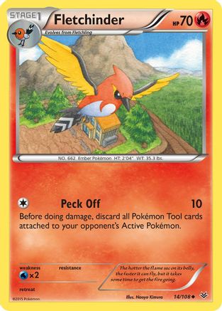 Fletchinder 014/108 - XY  Roaring Skies Reverse Holofoil - for just $0.05! 