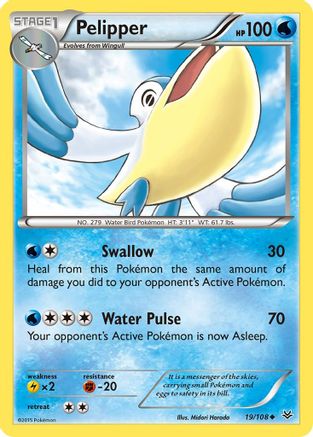Pelipper 019/108 - XY  Roaring Skies Reverse Holofoil - for just $0.12! 