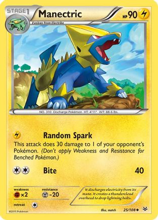 Manectric 025/108 - XY  Roaring Skies Reverse Holofoil - for just $0.14! 