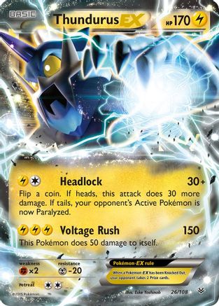 Thundurus EX 026/108 - XY  Roaring Skies Holofoil - for just $0.91! 