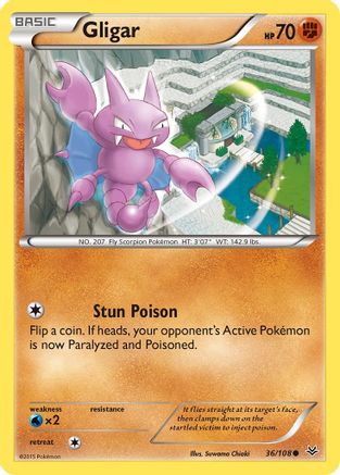 Gligar 036/108 - XY  Roaring Skies Reverse Holofoil - for just $0.10! 
