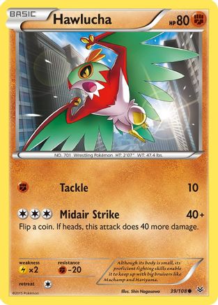 Hawlucha 039/108 - XY  Roaring Skies Reverse Holofoil - for just $0.18! 