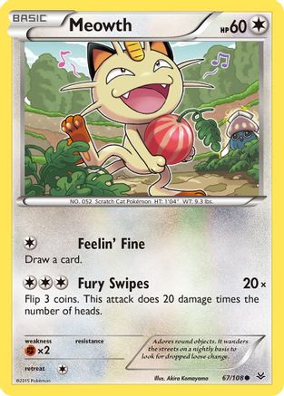 Meowth 067/108 - XY  Roaring Skies Reverse Holofoil - for just $0.25! 