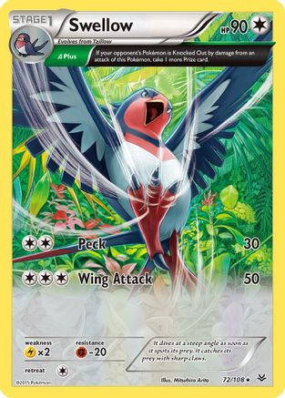 Swellow (Delta) 072/108 - XY  Roaring Skies Reverse Holofoil - for just $0.83! 