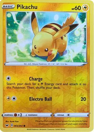 Pikachu (065/202) (Reverse Cosmos Holo) [Sword & Shield: Base Set] - for just $8.75! 