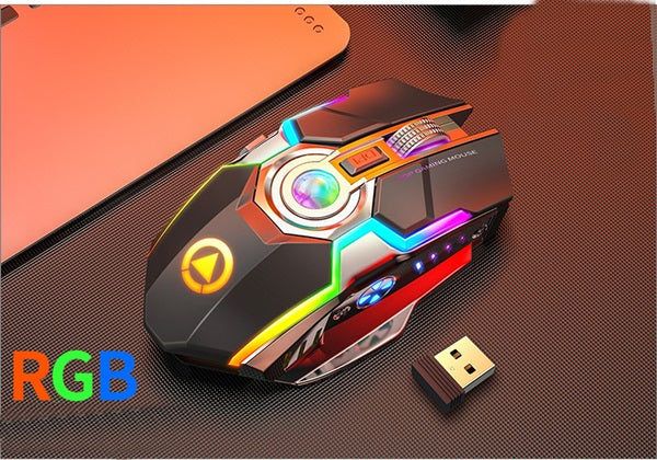 Color Wireless Gaming RGB Rechargeable Mute Button Mouse - for just $39.94! 