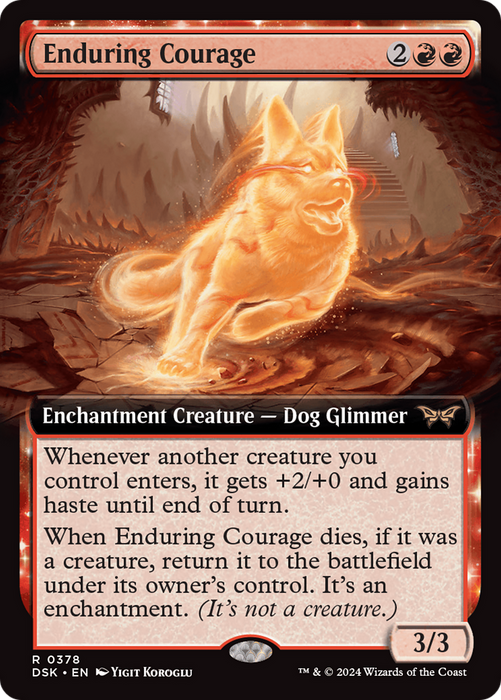 Enduring Courage (DSK-378) - Duskmourn: House of Horror: (Extended Art, enchantment) Foil - for just $1.13! 