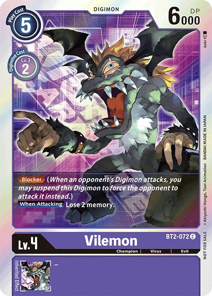 Vilemon [BT2-072] (Event Pack 1) [Release Special Booster Promos] - Just $0.70! Shop now at Retro Gaming of Denver