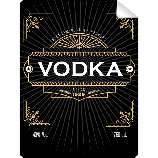Premium Vodka Bottle Self Prop Adhesive Label - for just $3! 