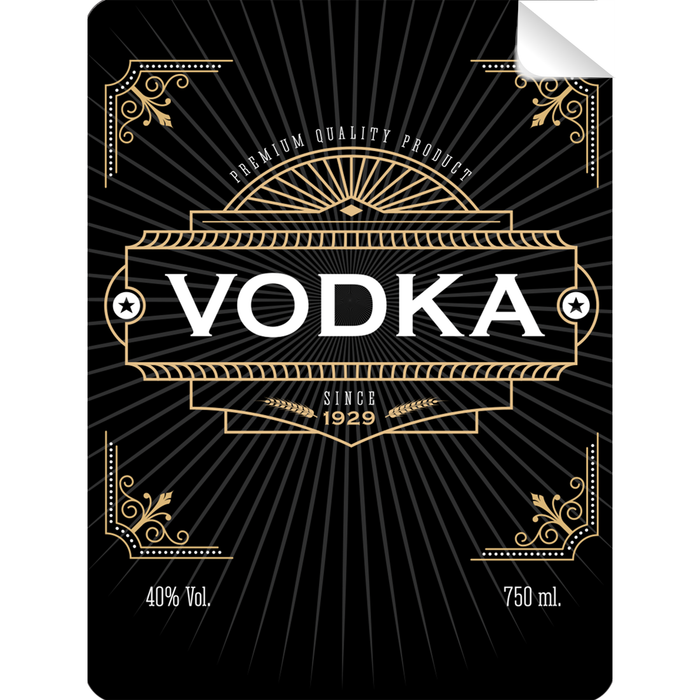 Premium Vodka Bottle Self Prop Adhesive Label - for just $3! 