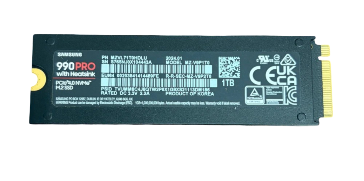 Samsung 990 Pro 1TB - 2280 M.2 NVMe PCIe 4.0 SSD w/Heatsink for PC or PS5 - for just $199.99! 