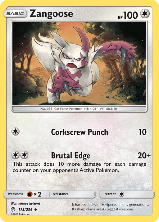 Zangoose (173/236) [Sun & Moon: Cosmic Eclipse] - Just $0.10! Shop now at Retro Gaming of Denver