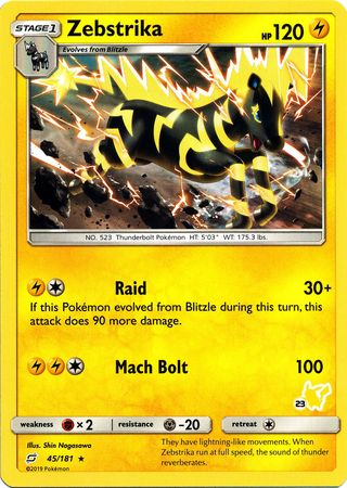 Zebstrika (45/181) (Pikachu Stamp #23) [Battle Academy 2020] - Just $0.15! Shop now at Retro Gaming of Denver