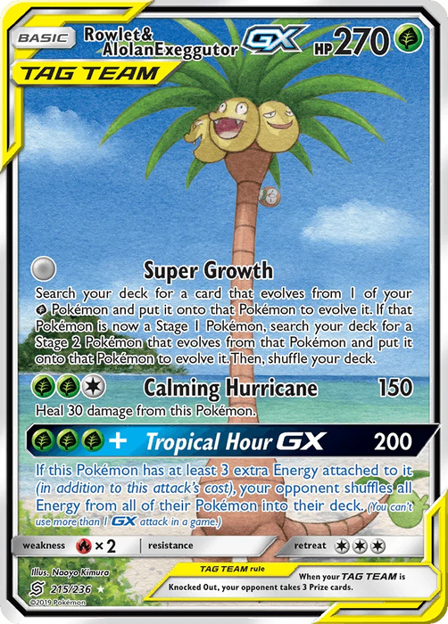 Rowlet & Alolan Exeggutor GX (215/236) [Sun & Moon: Unified Minds] - for just $50.55! 